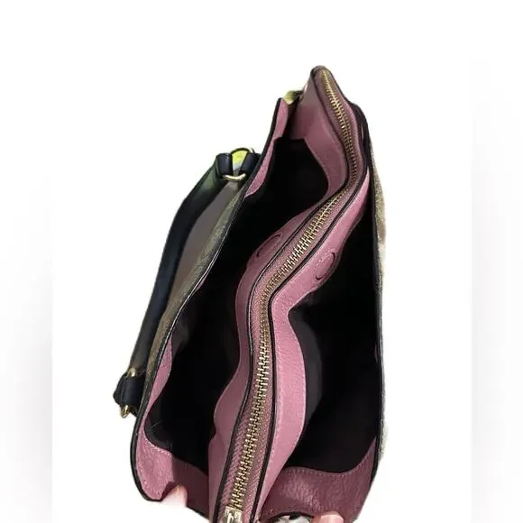 COACH Remi Navy Brown Signature Satchel Saddle Crossbody Bag MRSP $398 - Picture 11 of 15